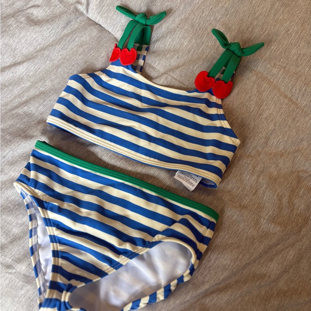 Mini Boden Blue and White Striped Bikini